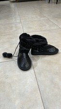 Girls Bootie Slippers With Faux Fur, black, Size L 1/2 , New