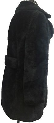 vintage Sears womens coat black faux fur double breasted gold