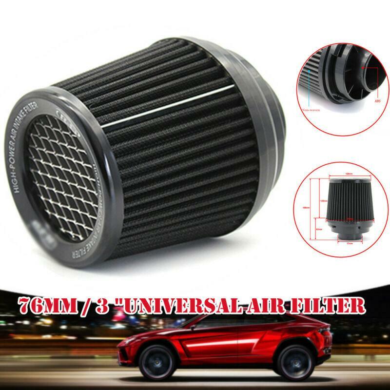 3Inch 76mm Black Car Air Filter Clean Intake High Flow Short Ram/Cold Round Cone