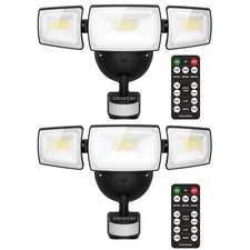Ustellar 2-Pack 55W LED Security Lights Motion Sensor with Remote Control 