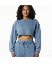 Alphalete Women's Terry Oversized Crop Pullover - Celestial Blue , Size Large
