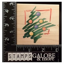Stampendous Rubber Stamps Q075 TREE SQUARE ORNAMENTS 629