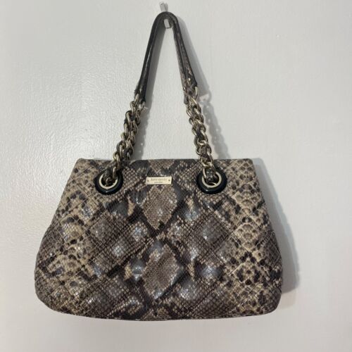 KATE SPADE Gold Coast Maryanne Large Satchel Quilted Snake Print Leather