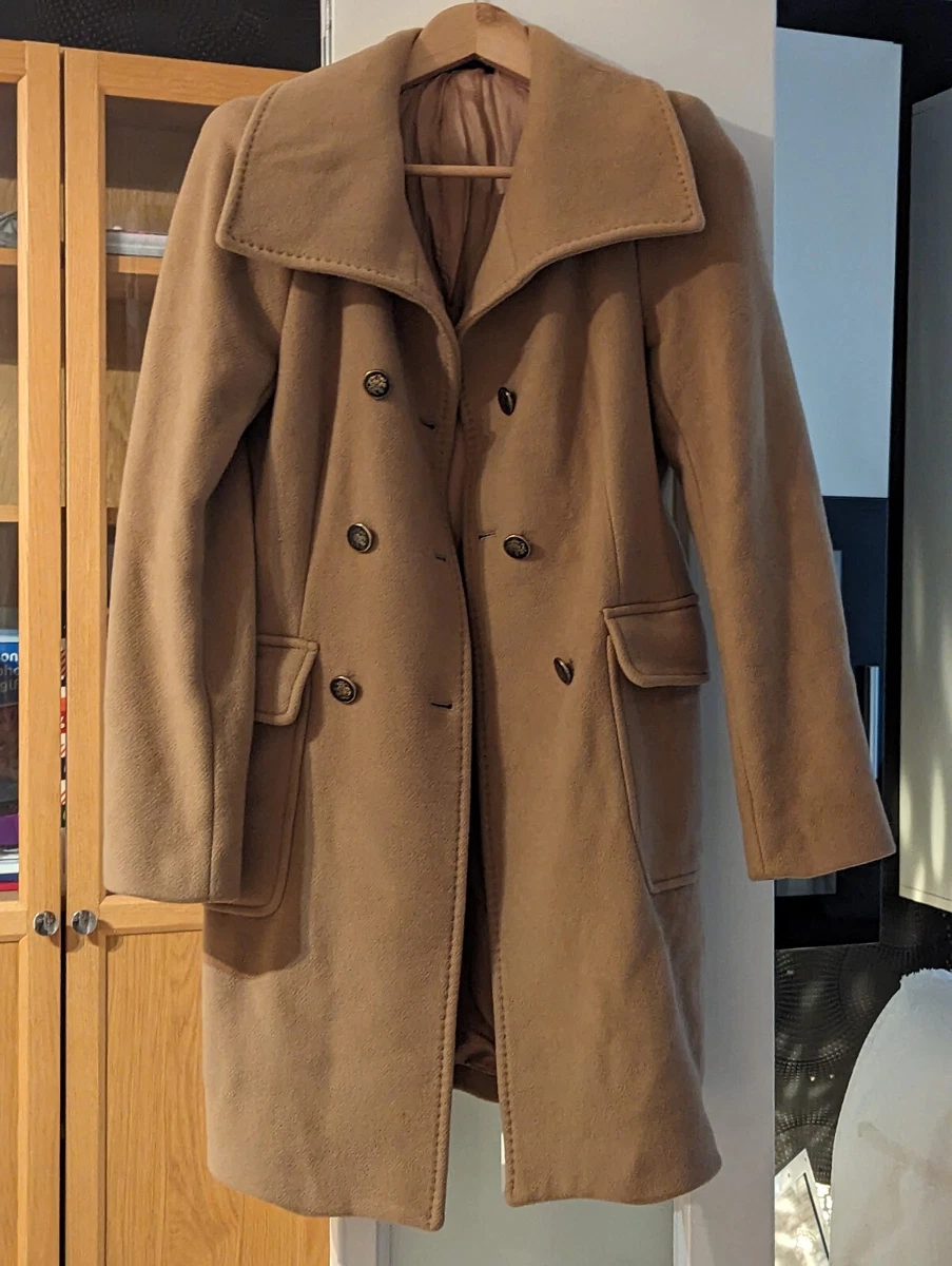 Zara Woman Wool Blend Camel Coat Size S Small 8 10 eBay