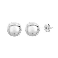 Sterling Silver Ball Stud Earrings, 6mm