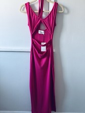 NWT Lama Jouni Cut-out Jersey Midi Dress In Hot Pink Size S