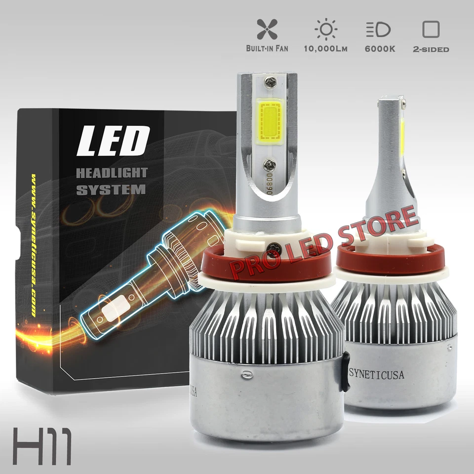 All-in-One H11 LED Headlight Bulbs COB High Low Beam Xenon White 80W 8000LM - Image 2 of 4