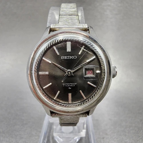 Seiko Watch Women 27mm Black dial Silver Tone Date Manual 2118-0340 Runs READ!!!