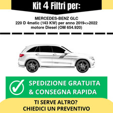Kit Tagliando 4 Filtri per MERCEDES-BENZ GLC 220 D 4matic 143 kw anno 2019<>2022