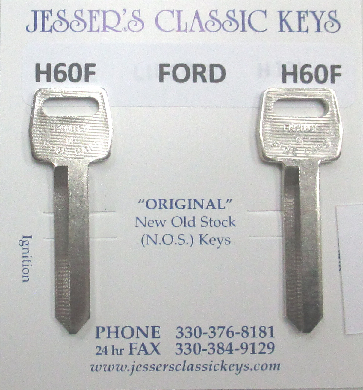 2 NOS FORD Oval H60F Nickel Ten Cut Ignition Keys Fit 1986 1987 1988 ...