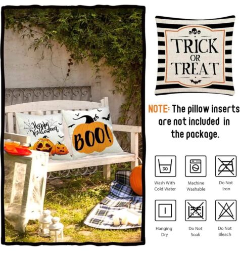 Halloween Pillow Covers 18x18 Set of 4 Trick or Treat Pillow Covers Decoration - Picture 3 of 5