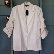 NWT Danielle Bernstein Women's White 3/4 Sleeves Blazer Size XS
