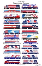 24 Bicentennial Locomotives Poster 11"x17" Poster by Andy Fletcher signed