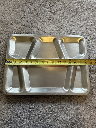 3 Vintage Stainless Steel Metal Cafeteria Lunch Food Tray School Prison Military - Picture 3 of 4