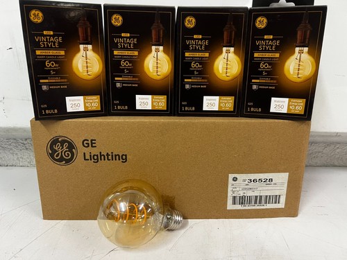 12 GE Vintage 60W/5W LED Light Bulb Globes Vintage Spiral Amber Medium Base G25 - 第 1/15 張圖片