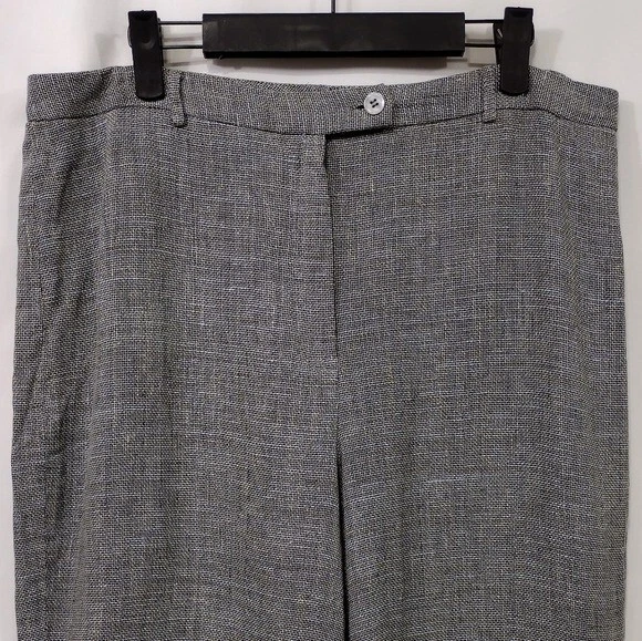 Pantalones Anne Klein Mezcla de Lino Mujer 16 Gris Oficina Carrera Negocios Informales Retro Foto 2 de 4