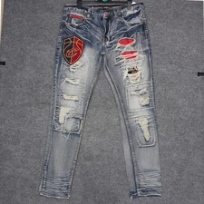 UNK NBA Cleveland Cavaliers Distressed Denim Jeans Mens W38 L35 Blue