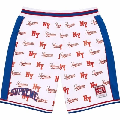 Short de basket-ball Supreme Mitchell Ness monogramme blanc - Photo 1/2