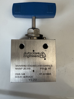 Autoclave Engineers Needle Valve 20,000 PSI 30VM9002-SOGWO 316ss  new 