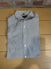 Pure classic shirt 43 grey white long sleeve cotton