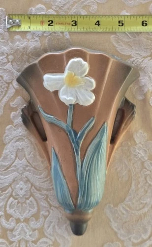 Vintage Roseville Art Pottery Floral Wall Pocket 1284-8 8”