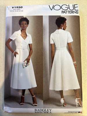 UNCUT Badgley Mischka Vogue V1950 Misses Fit Flare Dress F5 (16-18-20-22-24) Sew