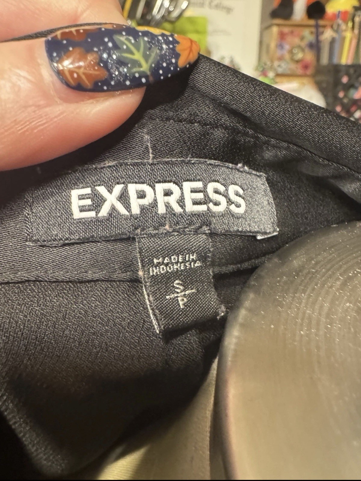 Express Black Silk Collared Button Down Long Slee… - image 4