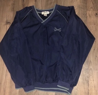 Vintage IZOD Blue V Neck Wind Breaker Jacker Size M