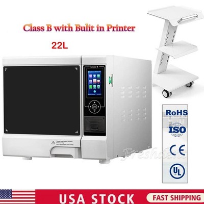 22L Dental Autoclave Steam Sterilizer Top Class B Built-in Printer/Torry Cart