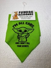 Fundog Triangle Bandanas I’m All Ears Baby Yoda Grogu Miniature Sz 20 Lbs Under
