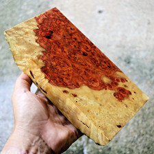 Exotic Amboyna Burl Block 114x223x39mm For Knife Handle Resin Hybrid 1033