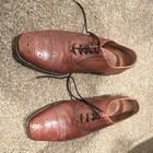 David Joan Men’s Brown Leather Oxford Cap Toe Brogue Lace-Up Dress Shoes 9 — photo 1