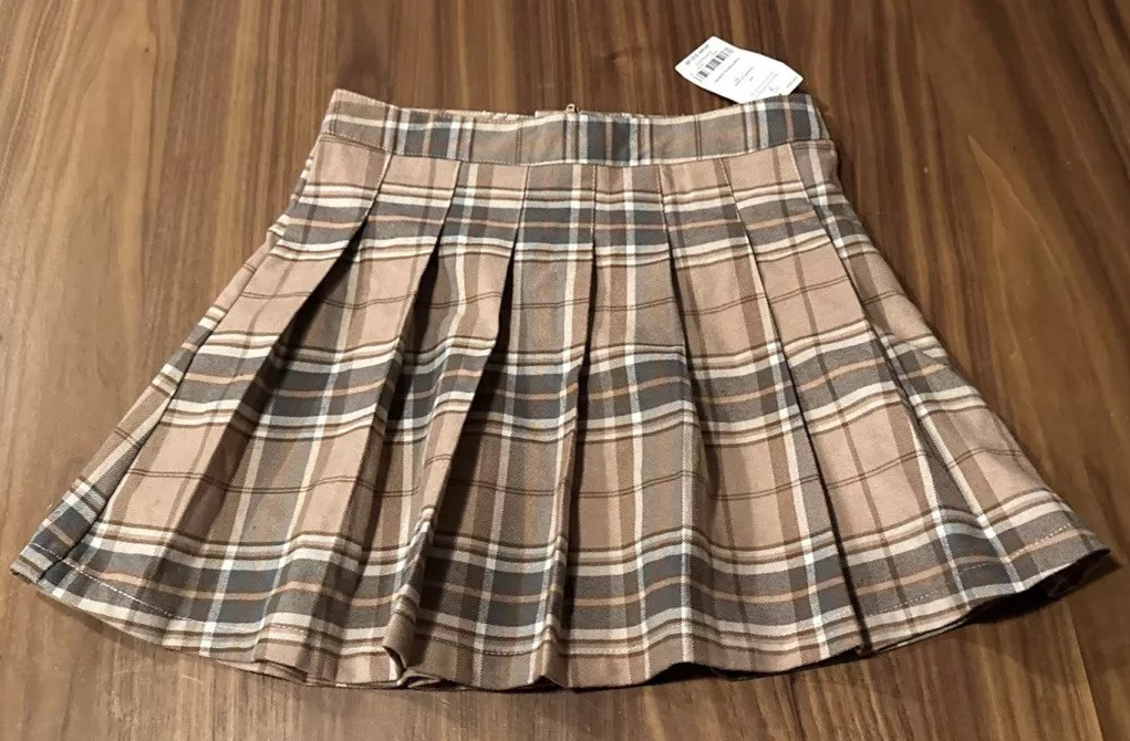 Carter's KID Girls Beige Plaid Neutral Skirt SZ 7 NWT Pleated