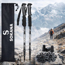 2 X Telescopic Anti-Shock Extendable Trekking Poles Hiking Walking Camping Black