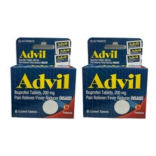 Advil Ibuprofen 200 mg Pain Reliever/Fever Reducer 12 Coated Tablets Travel Go