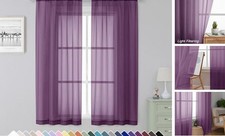 Sheer Curtains 63 Inch Length 2 Panels, Rod 42"W x 63"L Pack of 2 Plum