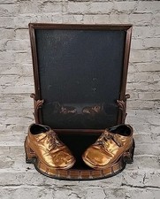 Vintage Bronze Baby Boy Shoes 8x10 Picture Glass Frame With Stand