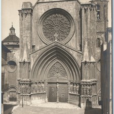 c1910s Tarragona, Spain RPPC Cathedral Gothic Rose Portal Cymatics Medieval A361