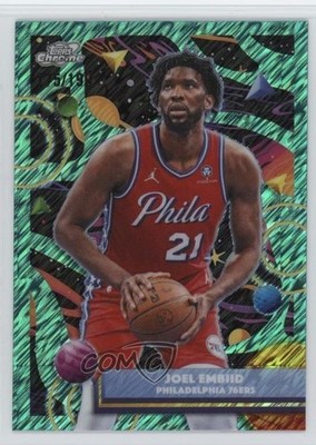 2025-26 Topps Cosmic Chrome Aqua Equinox Refractor 175/199 Joel Embiid #28 6q5