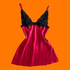 00's vintage red 100 silk lingerie y2k slip dress MEDIUM Victoria's Secret