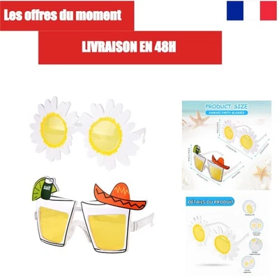 Lunettes de Soleil Hawaii - Lot de 2 Accessoires Amusants pour Fête - Photo 1/4