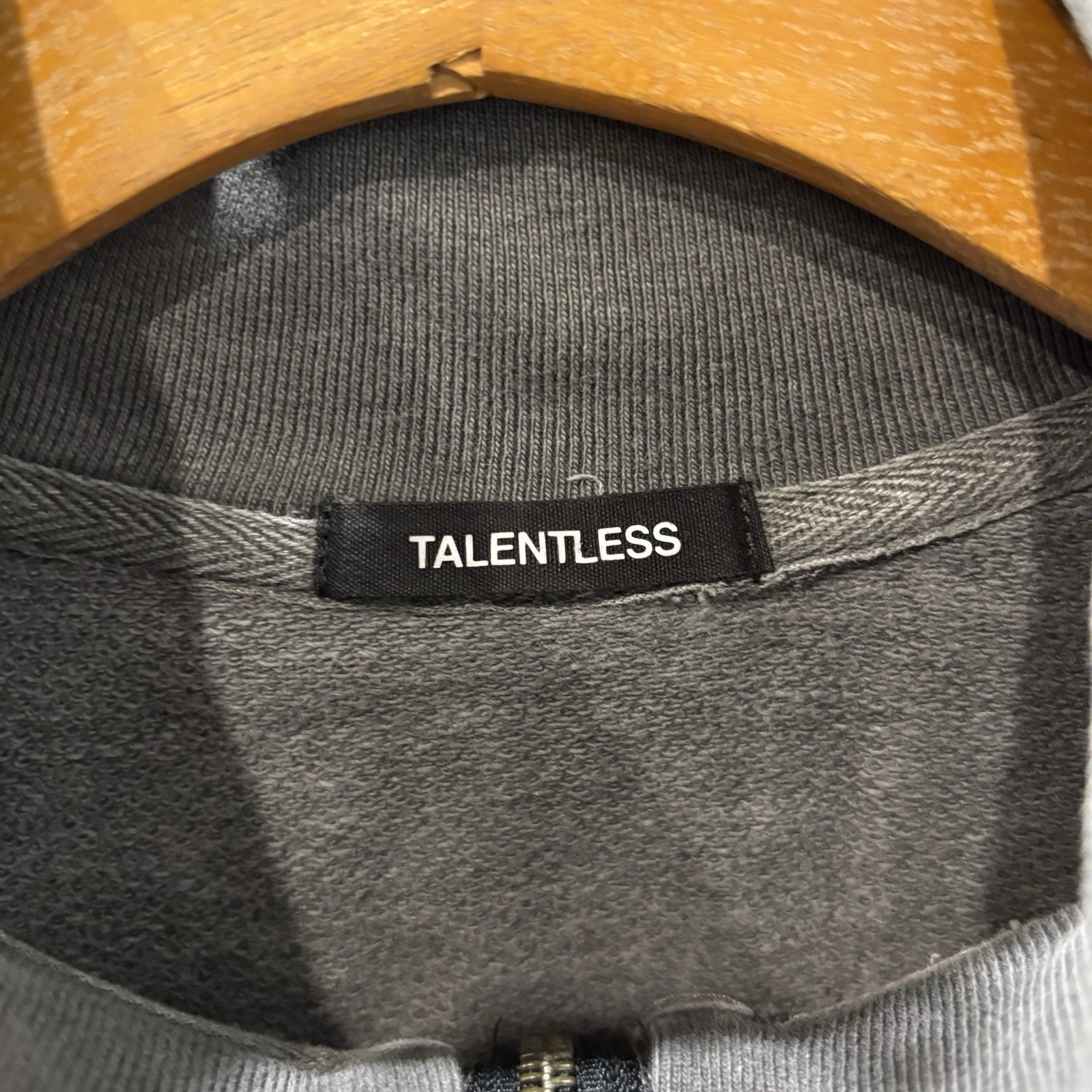 Talentless Large Half Zip Pullover Sweatshirt Gra… - image 7