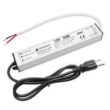 30W 12 Volt LED Power Supply, Waterproof IP67 LED Driver, 110V AC to 12V DC Conv