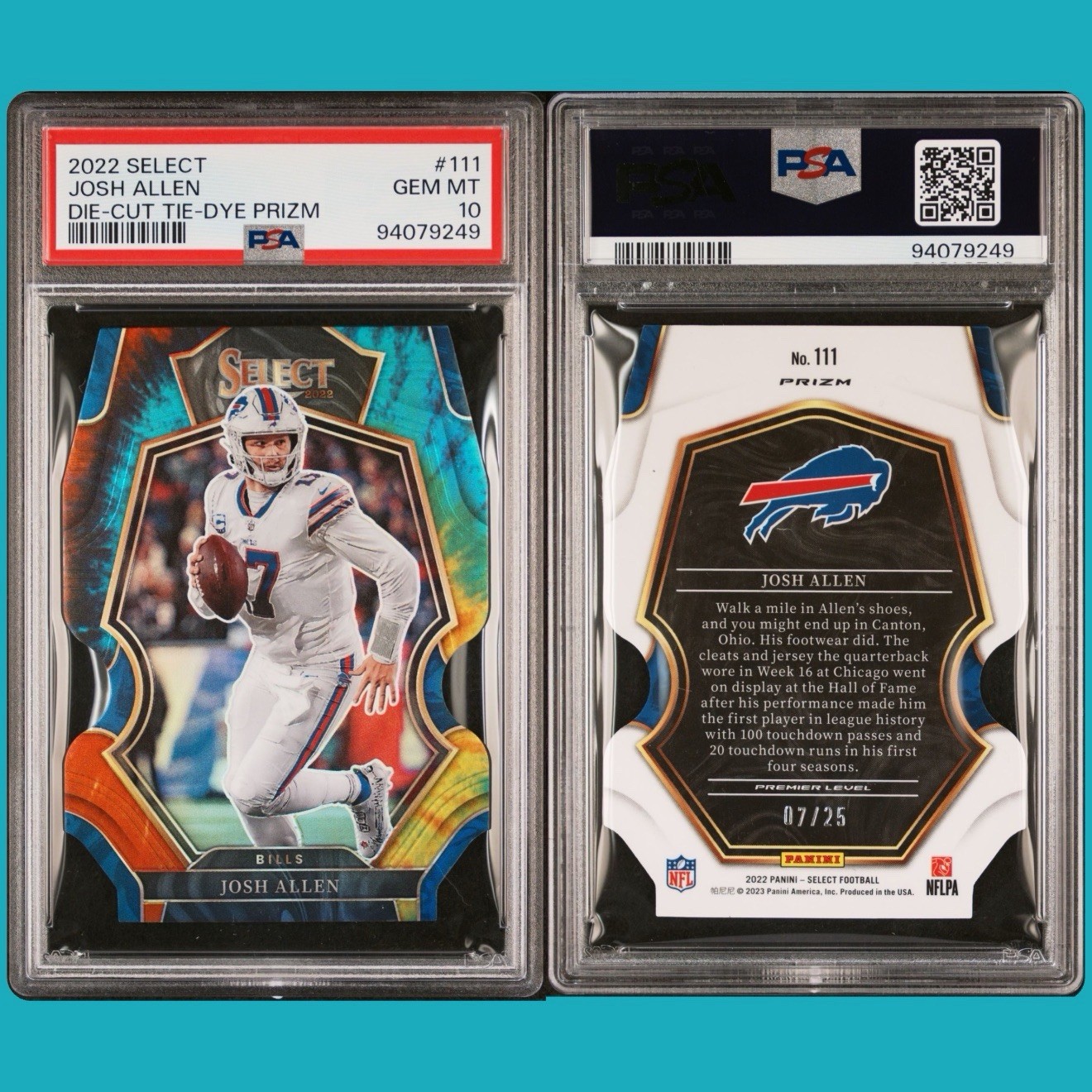 2022 Select Josh Allen Tie-Dye Prizm #111 07/25 PSA 10