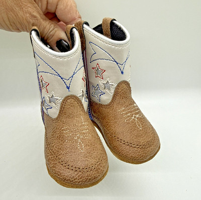 Boot Barn Baby Cowboy Boots   Size 1   American Flag Western Infant Booties CUTE