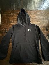 Under Armour Black  Gray Hoodie Hooded Sweatshirt YOUTH Boys L Large Nice 