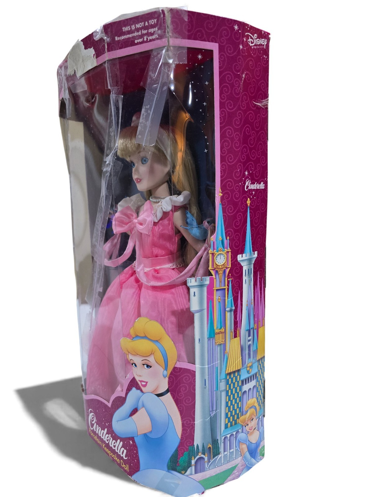 New Disney Princess 2003 Brass Key Cinderella In Pink Dress Porcelain Doll RARE!