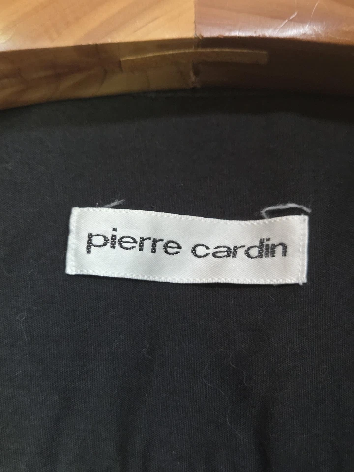 Camisa Pierre Cardin Para Hombres 15.5 32/33 Negra Manga Larga Con Botones Vestido Bolsillo Foto 4 de 4