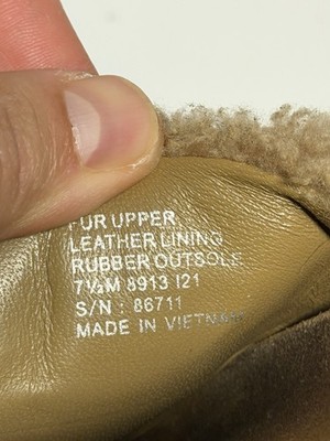 Tory Burch Double T Logo Shearling Slides Almond US 7.5 M Sherpa