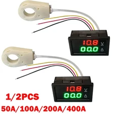 1/2x Hall Current Voltmeters Dual Digital Display DC 0-300V ± 50A/100A/200A/400A